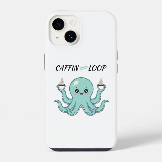 Coque Pour iPhone 14 Phone Case – Octopus Coffee Design (Verso)