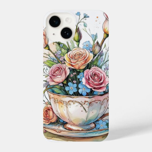 Coque Pour iPhone 14 phonécase florale (Verso)