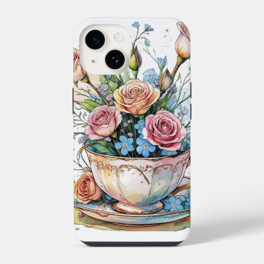 Coque Pour iPhone 14 phonécase florale (Verso)