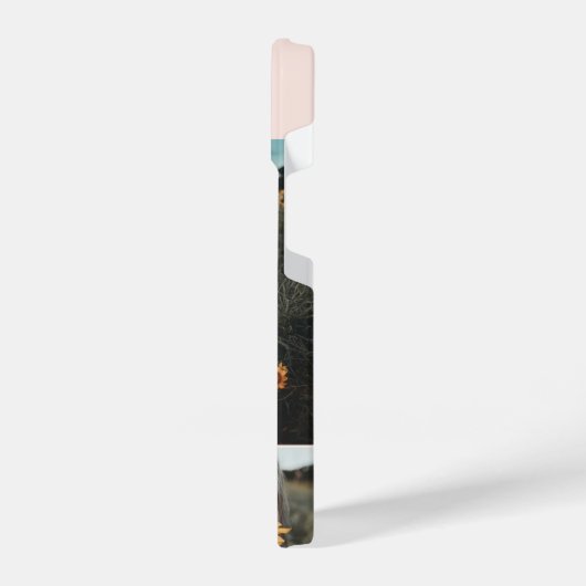 Coque Pour iPhone 14 Photo Élégant Monogramme rose pâle (Côté gauche)