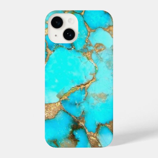 Coque Pour iPhone 14 photo en pierre turquoise (Verso)