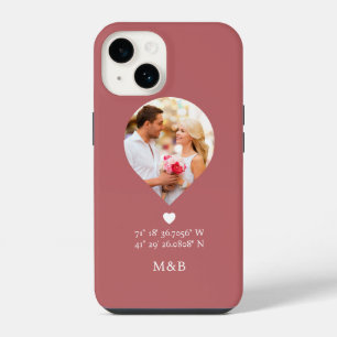 Coque Pour iPhone 14 Photo Monogramme Cœur Romantique Coordonne Moderne