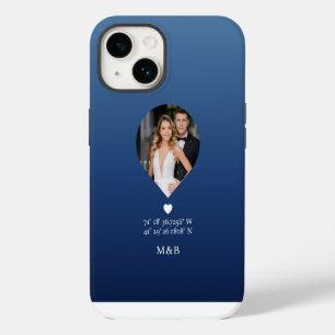 Coque Pour iPhone 14 Photo Monogramme Cœur Romantique Coordonnées Moder