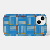 Coque Pour iPhone 14 Pinceau Hachuré Bleu (Verso Horizontal)