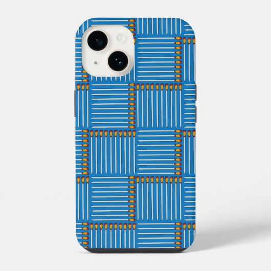 Coque Pour iPhone 14 Pinceau Hachuré Bleu (Verso)