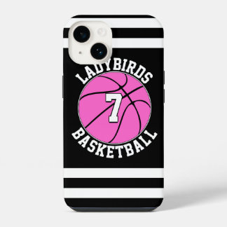 Coque Pour iPhone 14 Pink Basket Équipe Nom du joueur Numéro du joueur