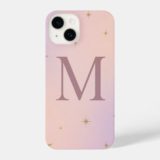 Coque Pour iPhone 14 💖 Pink Phone Case with Big Yellow “M” & Stars  (Verso)