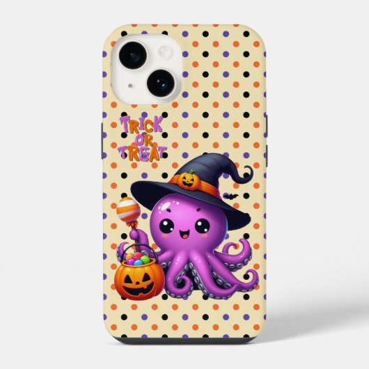 Coque Pour iPhone 14 Pique ou traitement Halloween à la pieuvre (Verso)