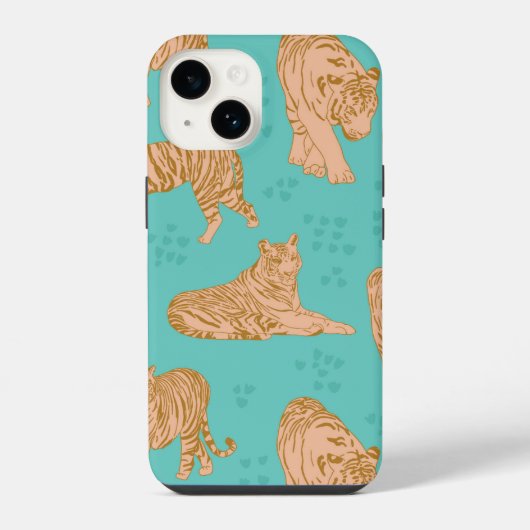 Coque Pour iPhone 14 Pistes de tigres (Verso)