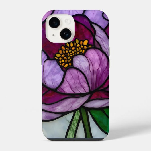 Coque Pour iPhone 14 Pivoine Violette Teintée  (Verso)