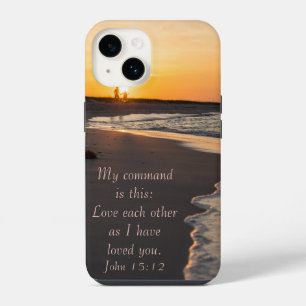 Coque Pour iPhone 14 Plage De Marche En Couple À Sunrise John 15 12