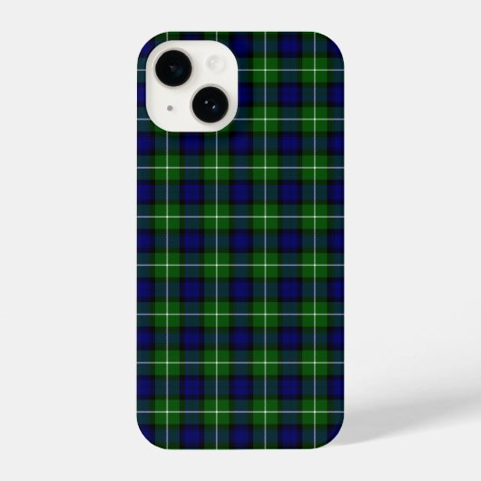 Coque Pour iPhone 14 Plaid vert bleu Lamont tartan (Verso)