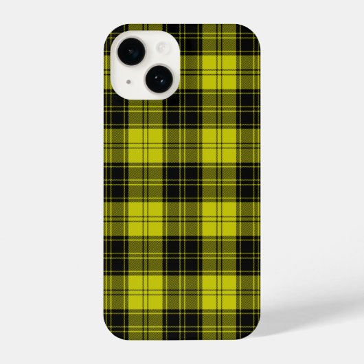 Coque Pour iPhone 14 Plaque noire jaune tartan MacLachlan (Verso)