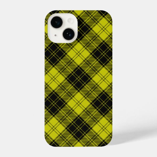 Coque Pour iPhone 14 Plaque noire jaune tartan MacLachlan (Verso)