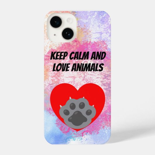Coque Pour iPhone 14 Playera keep calm and love animals phrase (Verso)