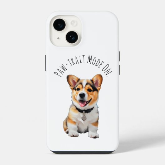 Coque Pour iPhone 14 Playful Cheerful Corgi 'Text. Wag. Repeat.' Fun   (Verso)