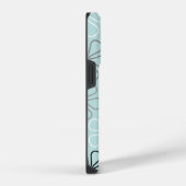 Coque Pour iPhone 14 Plus Abstrait Big Flower Outlines BWG+Duck Egg Blue (Côté droit)