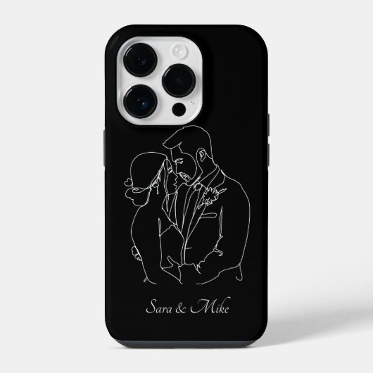 Coque Pour iPhone 14 Plus Abstrait Couple Line Art, Boho Chic (Verso)