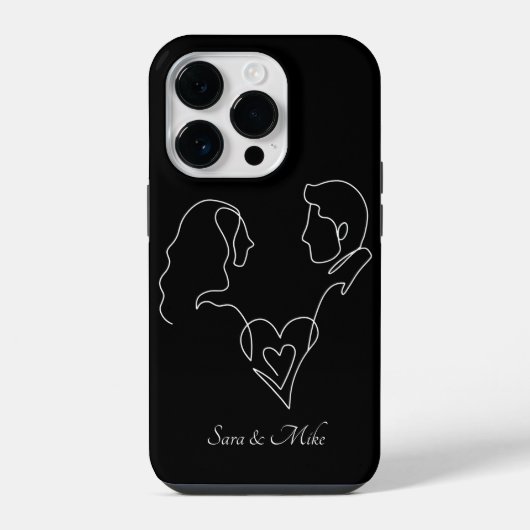 Coque Pour iPhone 14 Plus Abstrait Couple Line Art, Boho Chic (Verso)