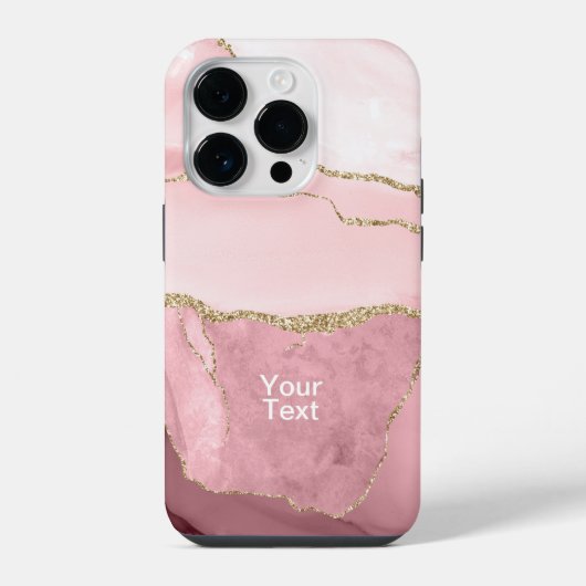 Coque Pour iPhone 14 Plus Agate rose et or (Verso)