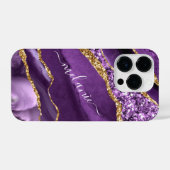 Coque Pour iPhone 14 Plus Agate Violet Violet Or Parties scintillant Votre N (Verso Horizontal)