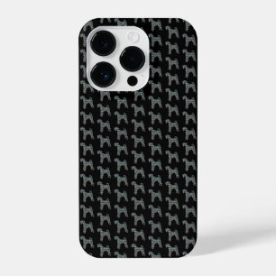 Coque Pour iPhone 14 Plus Airedale Terrier Chien Silhouette jaune Grille noi