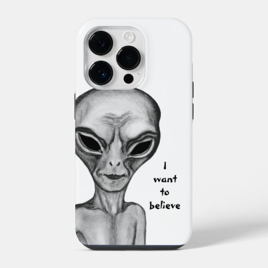 Coque Pour iPhone 14 Plus Alien gris, je veux croire (Verso)