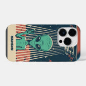 Coque Pour iPhone 14 Plus Alien UFO de nom personnalisé (Verso Horizontal)