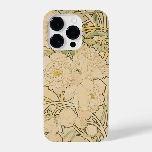 Coque Pour iPhone 14 Plus Alphonse Mucha Motif Floral Art Nouveau (Verso)
