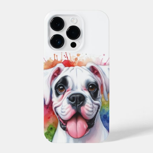 Coque Pour iPhone 14 Plus Aquarelle de chien de boxe (Verso)