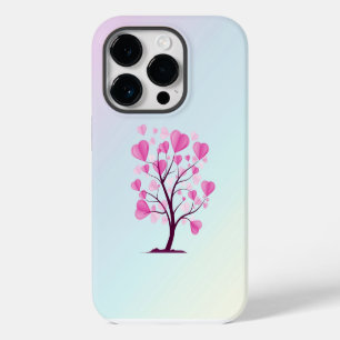 Coque Pour iPhone 14 Plus Arbre d'amour Arbre de coeur Pastel rose Aquarelle