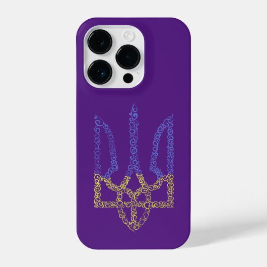 Coque Pour iPhone 14 Plus Armoiries de l'Ukraine trident motif de la spirale (Verso)