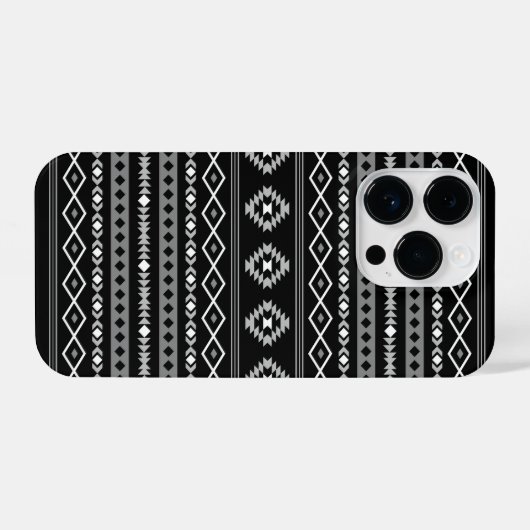Coque Pour iPhone 14 Plus Aztec blanc gris noir Motifs mélangés Motif (Verso Horizontal)