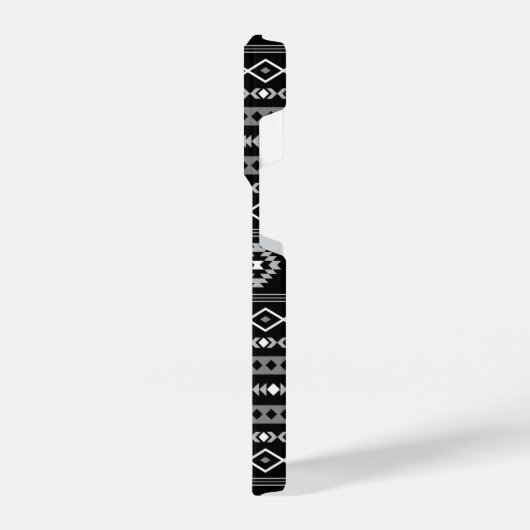 Coque Pour iPhone 14 Plus Aztec blanc gris noir Motifs mélangés Motif (Côté gauche)