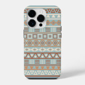Coque Pour iPhone 14 Plus Aztec Influence Motif Crème Bleue Terracottas (Verso)