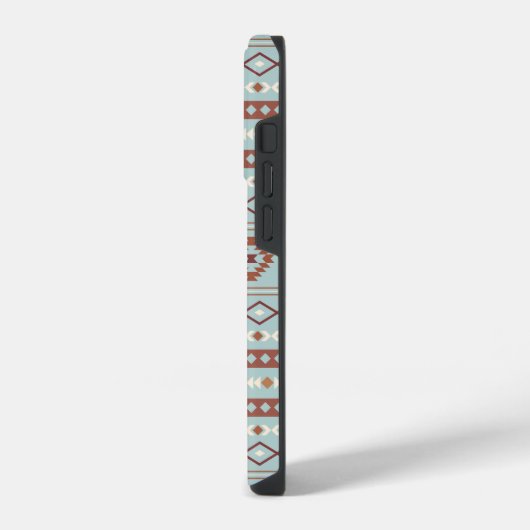 Coque Pour iPhone 14 Plus Aztec Mixte Motif Motif Rusts Crème Bleu (Côté gauche)