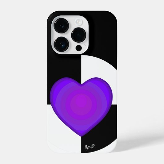Coque Pour iPhone 14 Plus B&W Purple Hearts Beating (Verso)