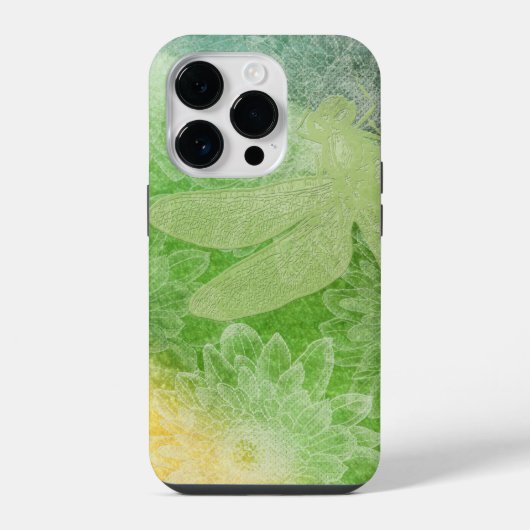 Coque Pour iPhone 14 Plus Belle Fleur de libellules vertes design (Verso)