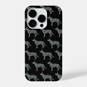 Coque Pour iPhone 14 Plus Berger allemand Alsace Chien Silhouette Grille Noi