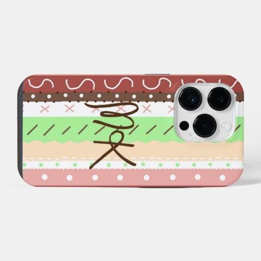 Coque Pour iPhone 14 Plus Boho Brown, Bourgogne, vert et mauve Whimsical (Verso Horizontal)