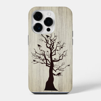 Coque Pour iPhone 14 Plus Bois élégant moderne - arbre et corneille - bois