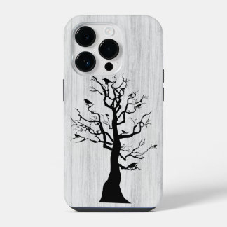 Coque Pour iPhone 14 Plus Bois élégant moderne - arbre et corneille - bois