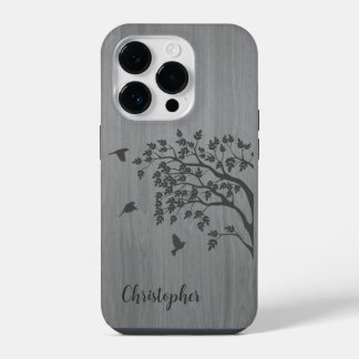Coque Pour iPhone 14 Plus Bois élégant moderne - arbre et corneille - bois