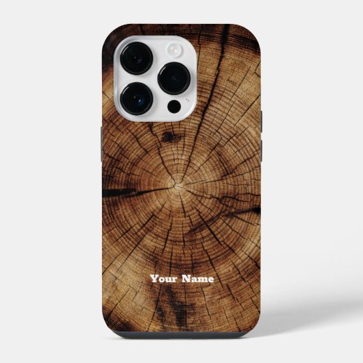 Coque Pour iPhone 14 Plus Bois rustique Monogramme de grain (Verso)