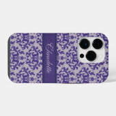 Coque Pour iPhone 14 Plus Boîtier iPhone damassé botanique violet gris (Verso Horizontal)