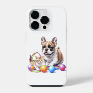 Coque Pour iPhone 14 Plus Bouledogue français French Bulldog avec chat