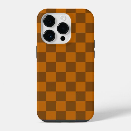Coque Pour iPhone 14 Plus Bouton À damiers Brown (Verso)
