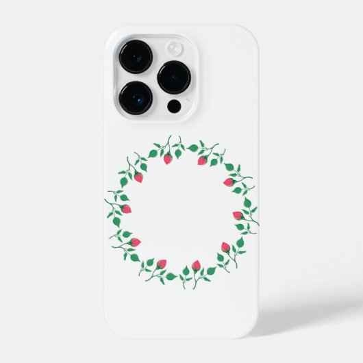 Coque Pour iPhone 14 Plus Cadre rond fleuri avec fleurs roses (Verso)