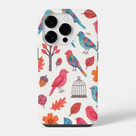 Coque Pour iPhone 14 Plus Capa para celular Pássaros e Flores DESING (Verso)