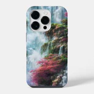 Coque Pour iPhone 14 Plus Cascade d'eau de montagne Fleurs roses de printemp